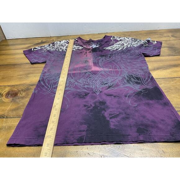 Affliction L Large Womens Short Sleeve T Shirt Graphic Tee Wings Cross USA - Picture 6 of 12